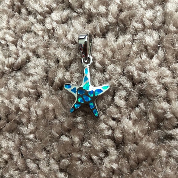 Sterling Silver Pendant with Lab Opal - Starfish - Picture 3 of 5